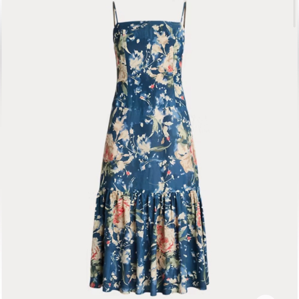 Ralph Lauren Floral Linen-Blend Sleeveless Dress - Picture 2 of 2